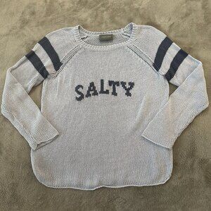 Wooden Ships Salty Blue Knit Sweater Women's S/M Small Medium Crew Neck
